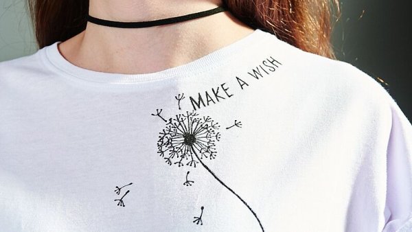 Принт вышивка на футболке