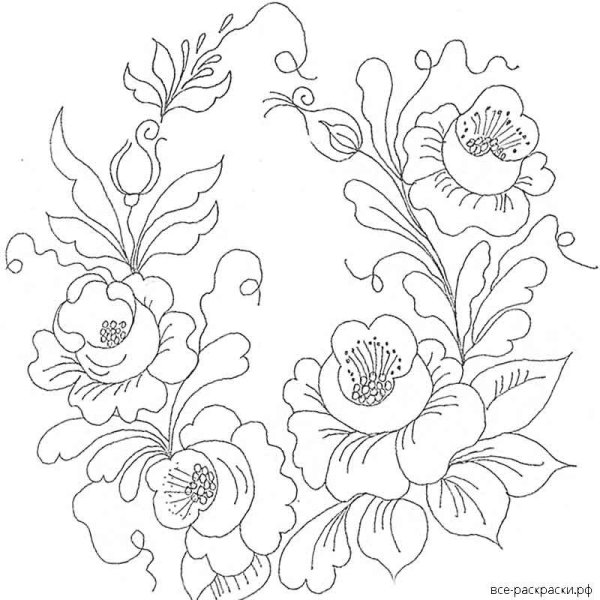 Городецкая роспись раскраска для детей