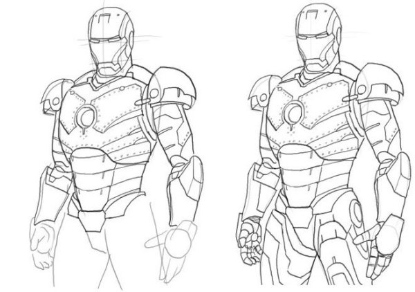 Железный человек рисунок поэтапный