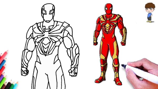 Нарисовать железного человека паука