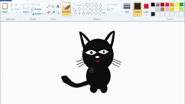 Кот нарисованный в пейнте
