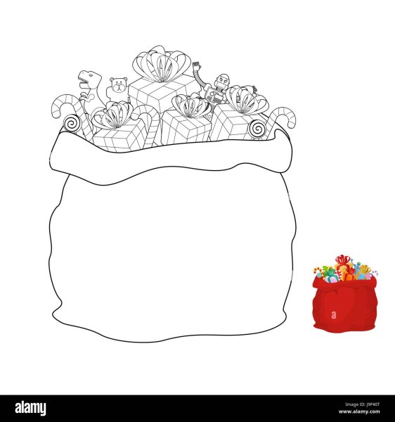 Мешок с подарками раскраска