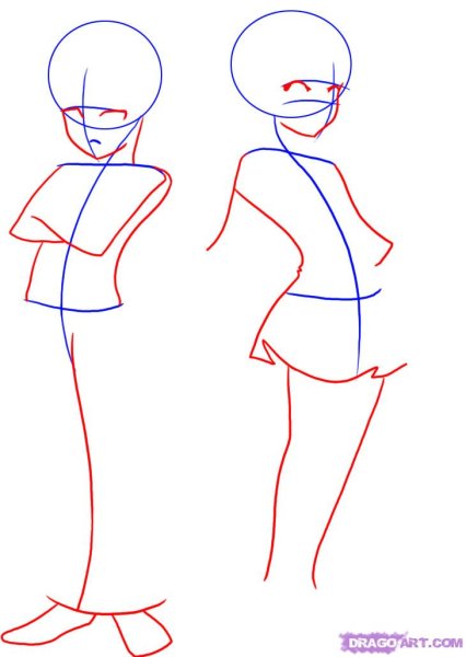 Этапы рисования девушки