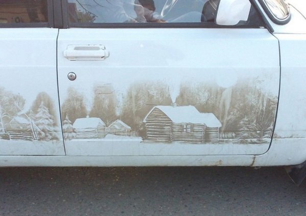 Рисование на грязных автомобилях