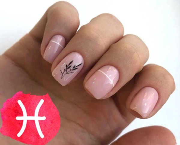 Нюдовый маникюр с рисунком