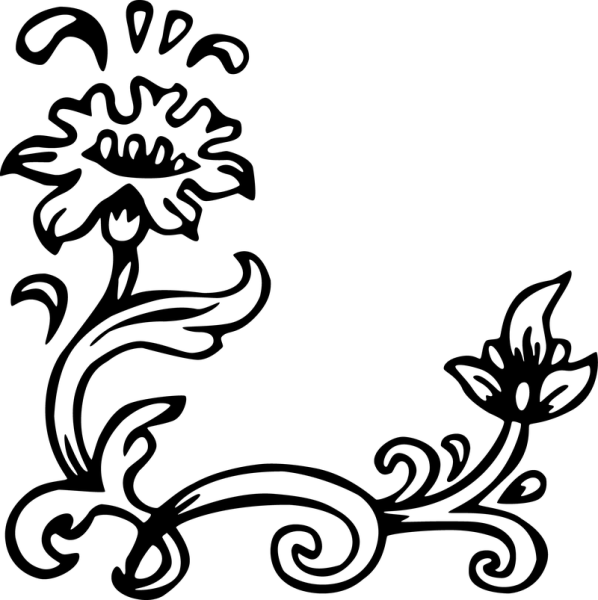 Цветы в углу листа карандашом