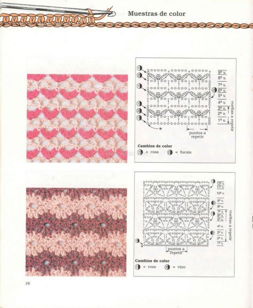 Двухцветная вязка крючком схемы