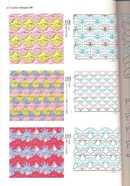 Плотные многоцветные узоры крючком