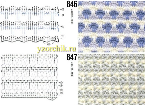 Плотный двухцветный узор крючком
