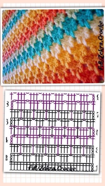 Трехцветный узор крючком