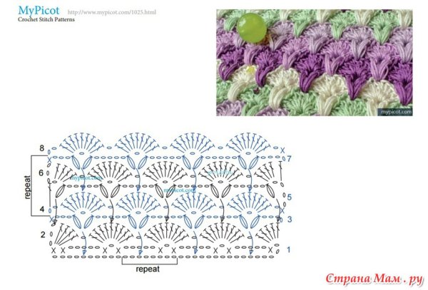 Объемные узоры крючком схемы
