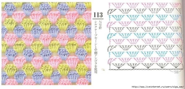 Многоцветные узоры крючком