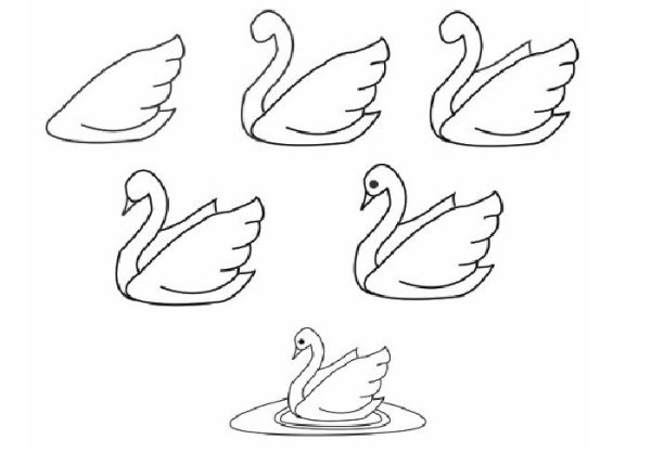 Рисунок лебедя пошагово