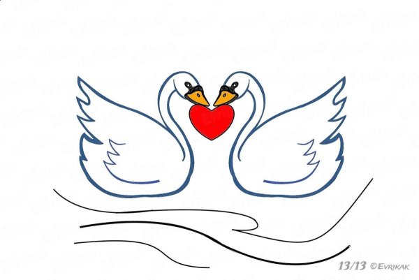 Лебедь рисунок легкий красивый