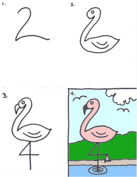 Рисование птицы поэтапно