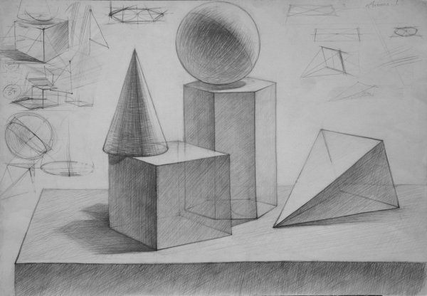 Академический рисунок геометрические фигуры построение