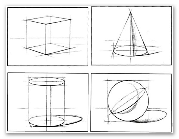 Построение геометрических тел рисунок в перспективе