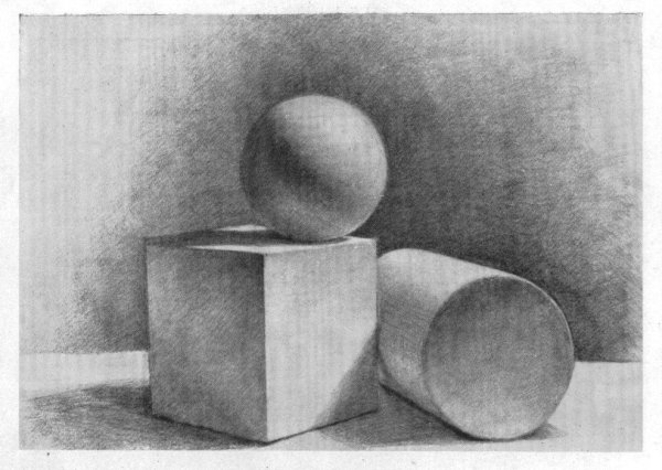 Академический рисунок геометрические фигуры тени