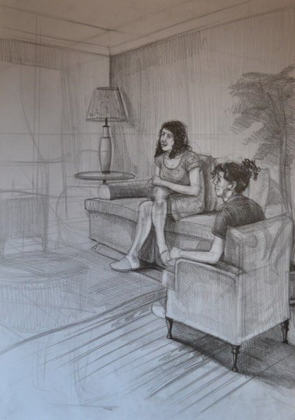 Наброски людей в интерьере