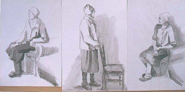 Человек в интерьере карандашом