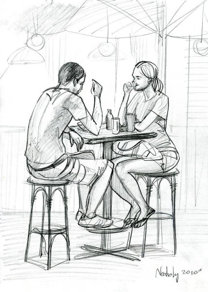 Человек в комнате рисунок