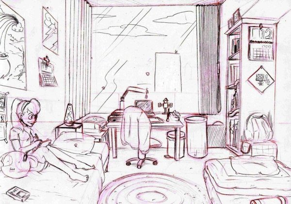 Интерьер карандашом