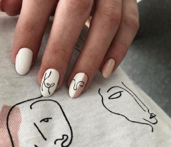 Короткие ногти телесного цвета