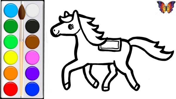 Разукрашка детям 2-3 лет лошадка на колесах