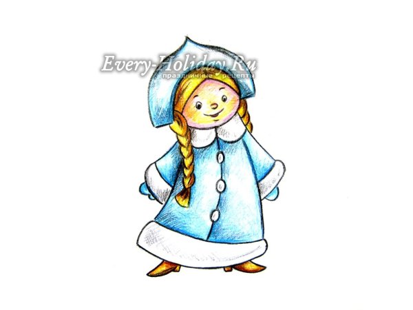 Снегурочка рисунок маленький
