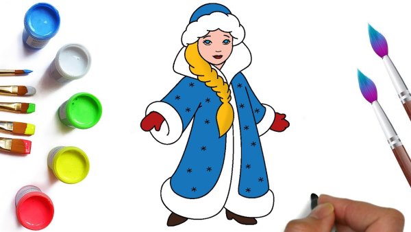 Как нарисовать снегурочку красками в средней группе поэтапно