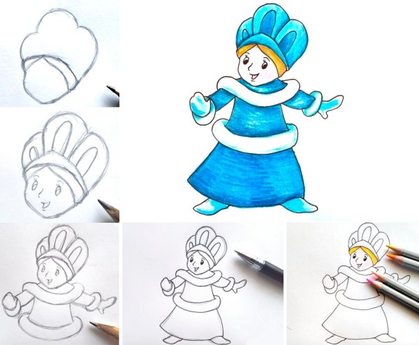 Рисовать снегурочку