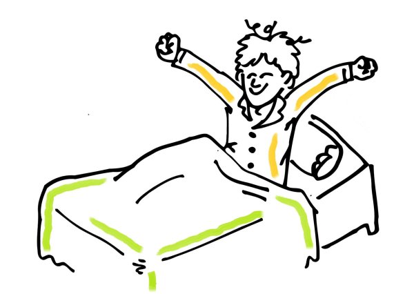 Человек встает с кровати