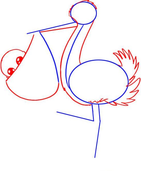 Поэтапное рисование аиста для детей