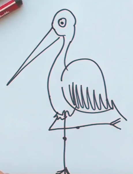 Поэтапное рисование аиста