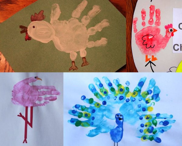 Птица из ладошки