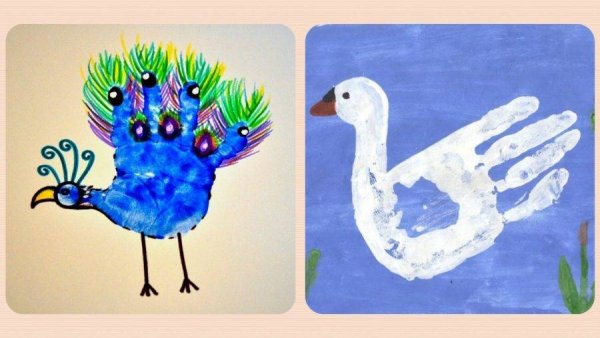 Рисование ладошками заяц