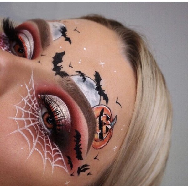 Аквагрим тыква на Хэллоуин для детей