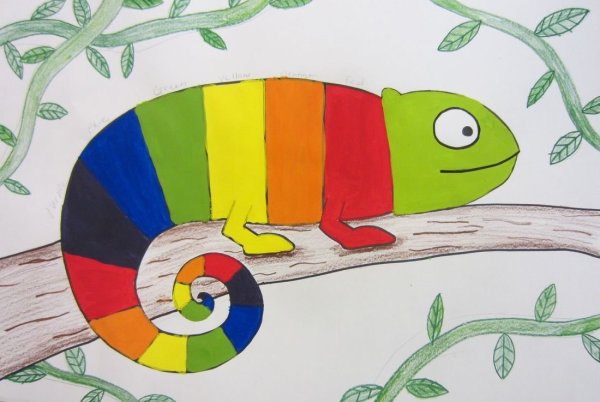 Хамелеон аппликация для детей