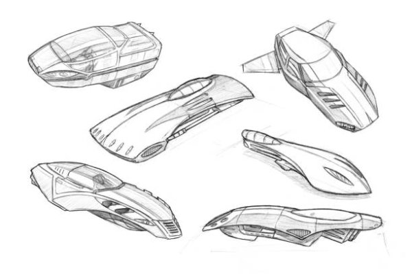 Поэтапное рисование машины будущего