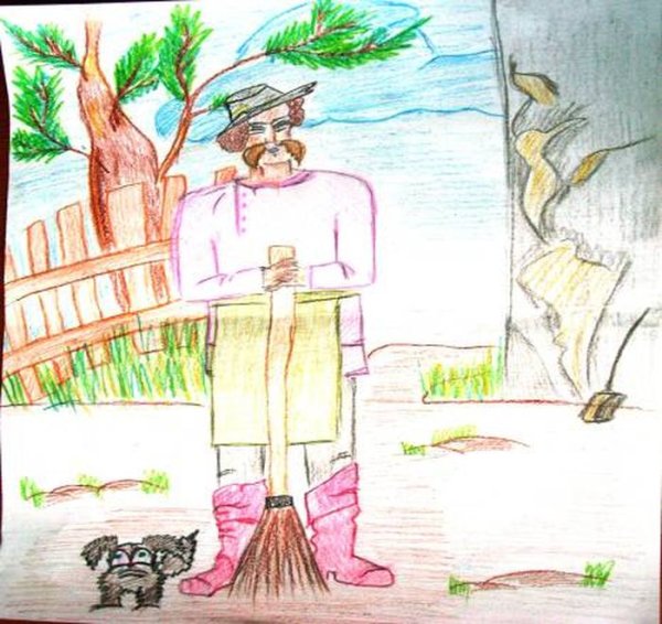 Герасим и Муму карандашом