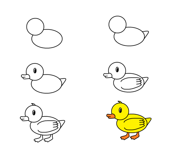 Рисунок утенка для детей карандашом