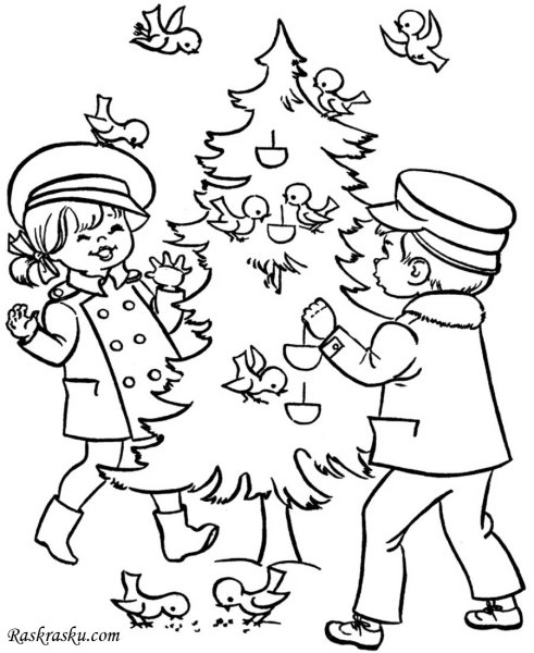 Елка раскраска для детей