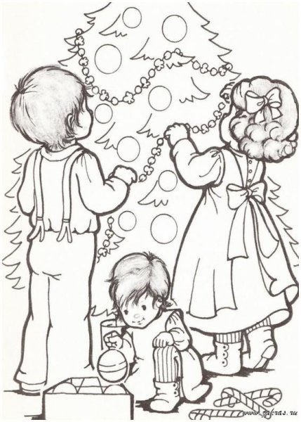 Раскраска семейный праздник новый год
