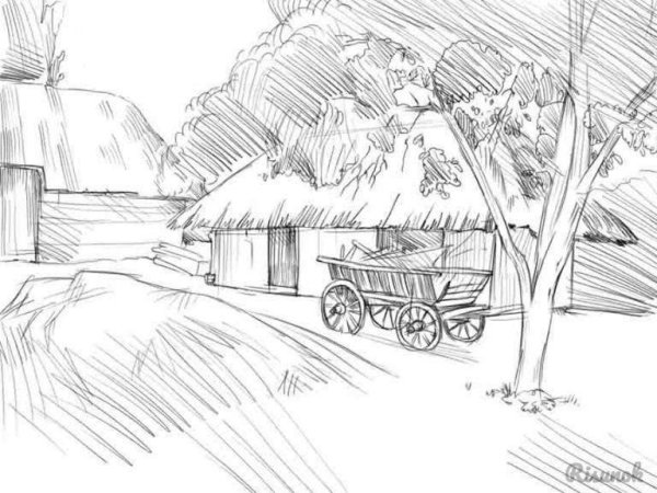 Деревня карандашом