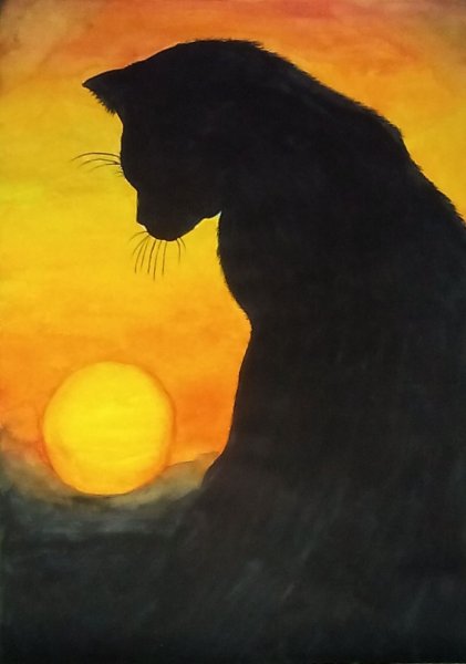 Закат силуэт живопись