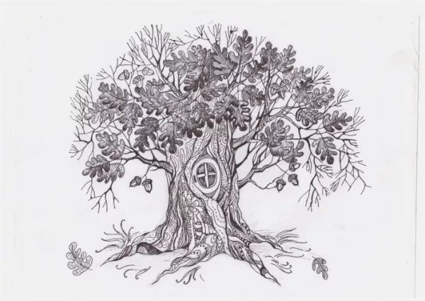 Дерево гелевой ручкой