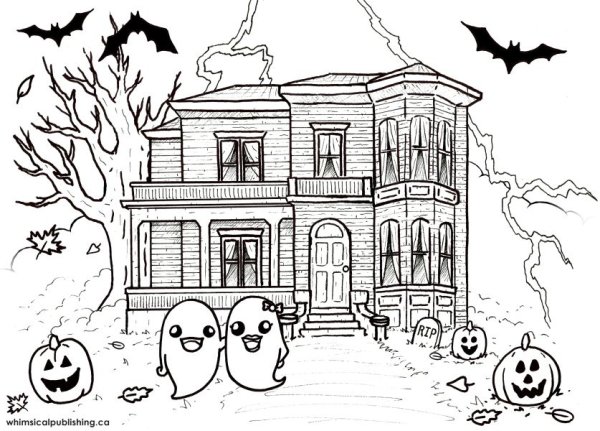 Страшный замок раскраска