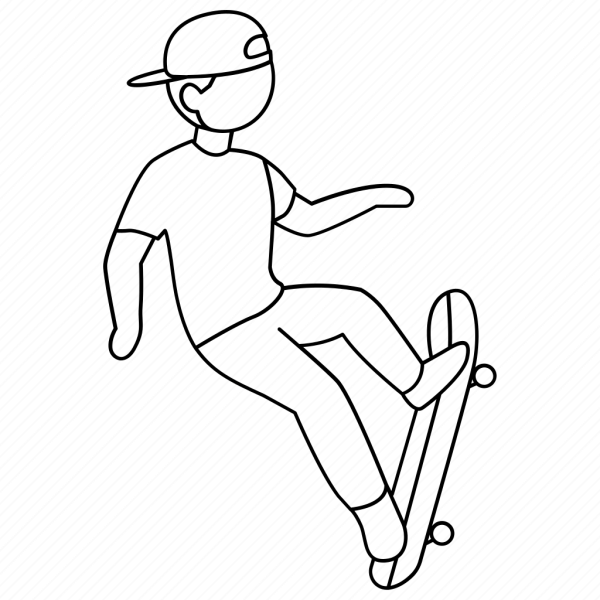 Скейтбордист карандашом