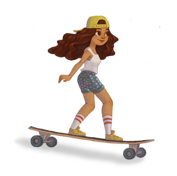 Девочка катается на скейтборде