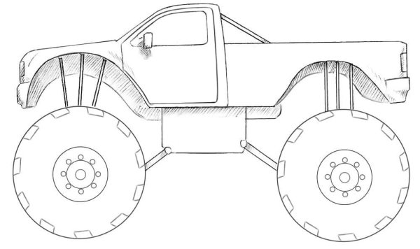 Колеса монстр трака вид сбоку